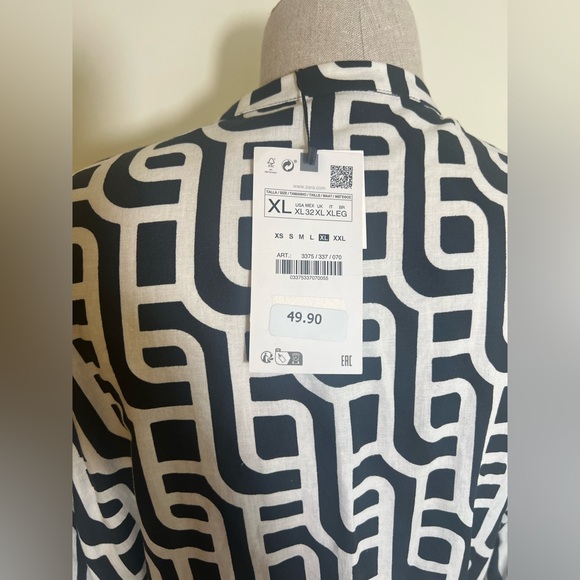 Zara geometric print linen blend - Picture 4 of 8